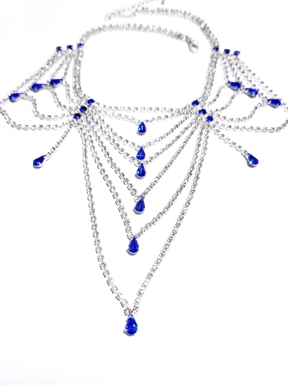Topaz Rhinestone Austrian Crystal Choker Necklace Earring Set Pageant Drag Exotic Belly Ballroom Dancer Rave Cocktail Party Gift Wedding