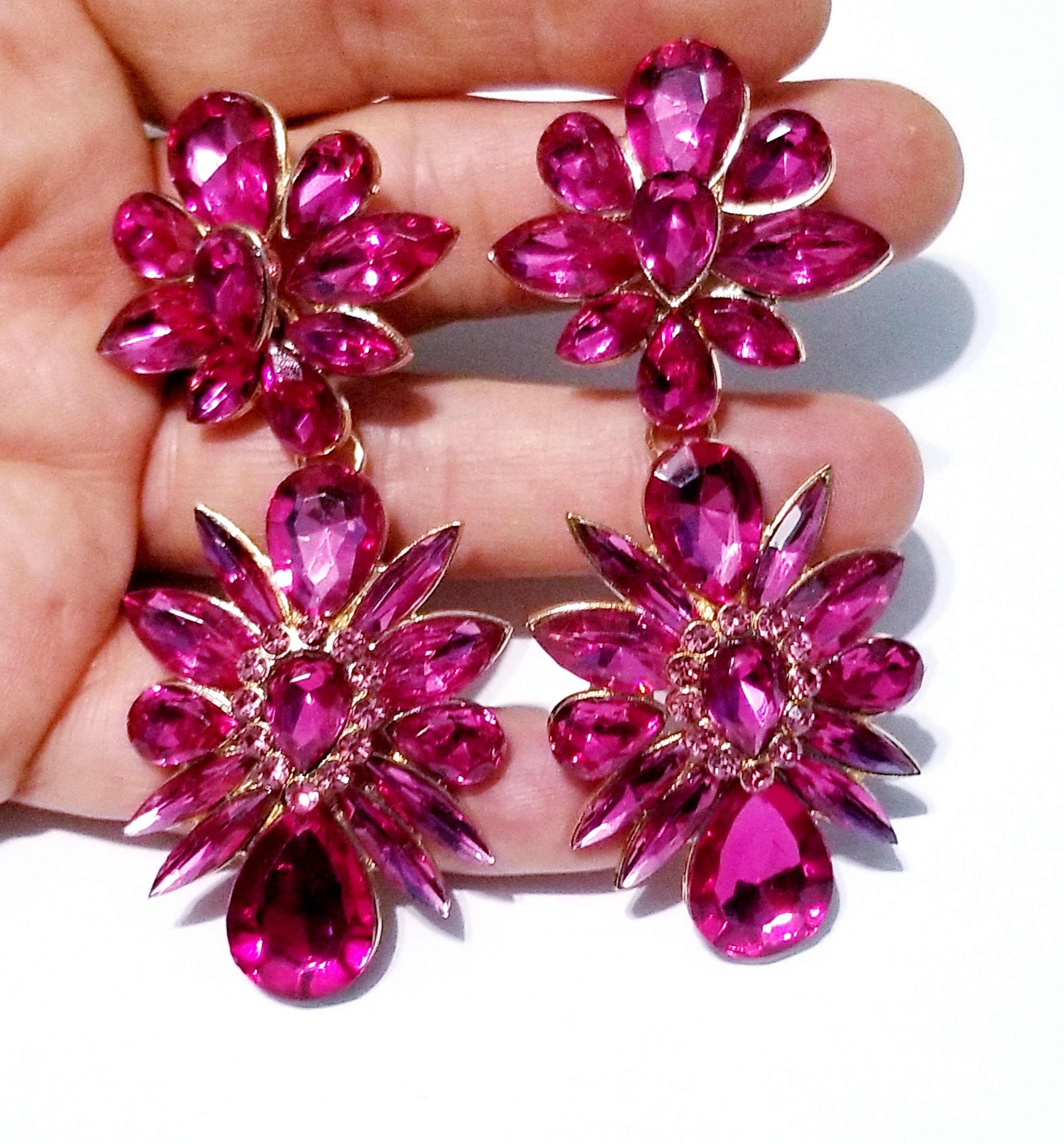 Dark peach color kundan meena earrings - Jaipur Mart - 4240994
