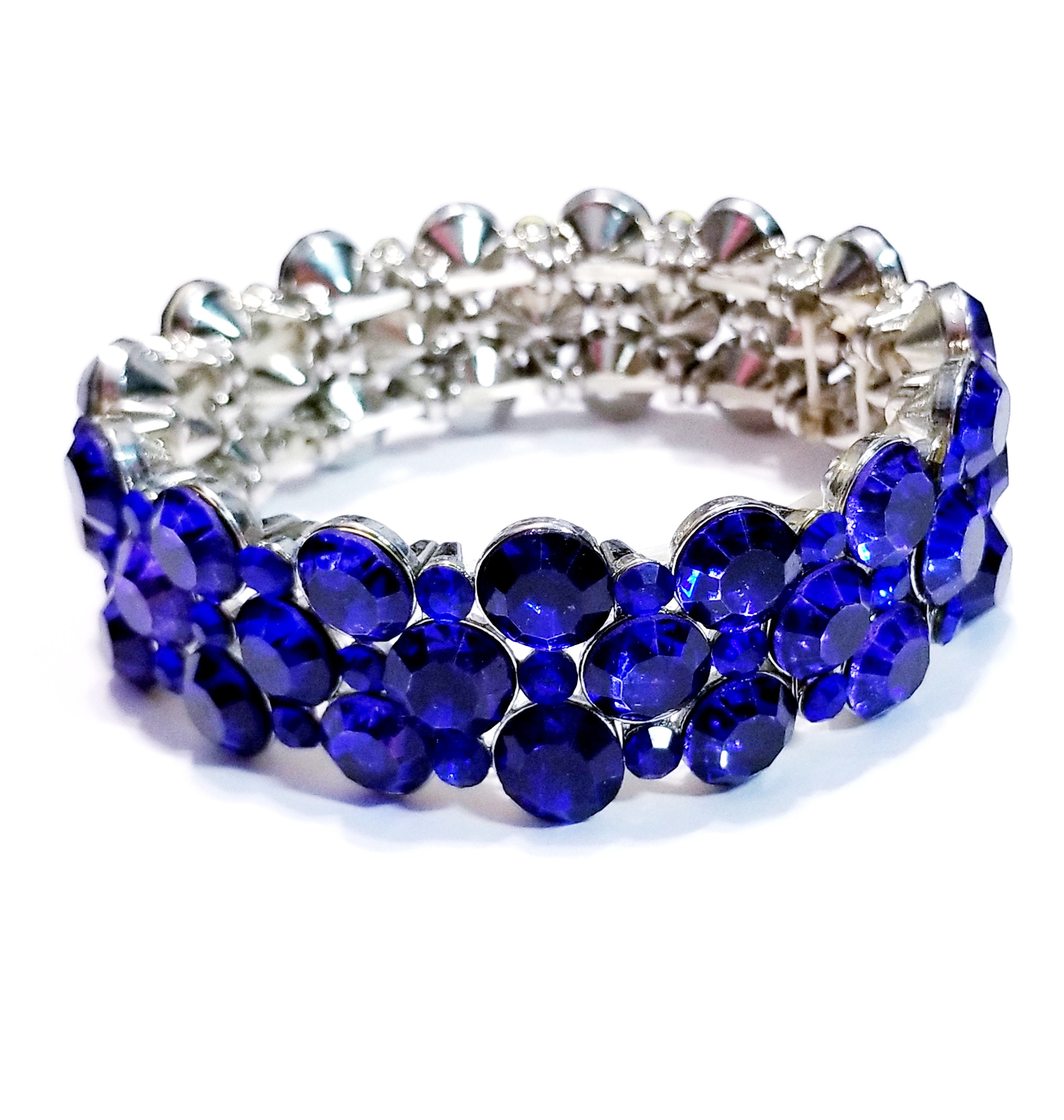 Rhinestone Bracelet Stretch Royal Blue Bracelet Crystal Pageant