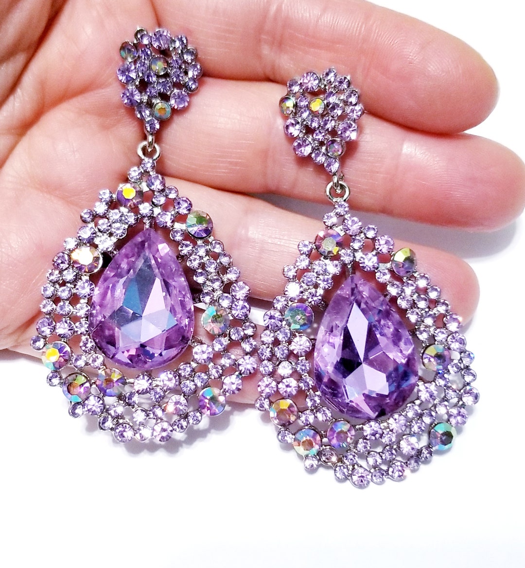 Bridesmaid Drop Earrings Purple Chandelier Earrings - Etsy