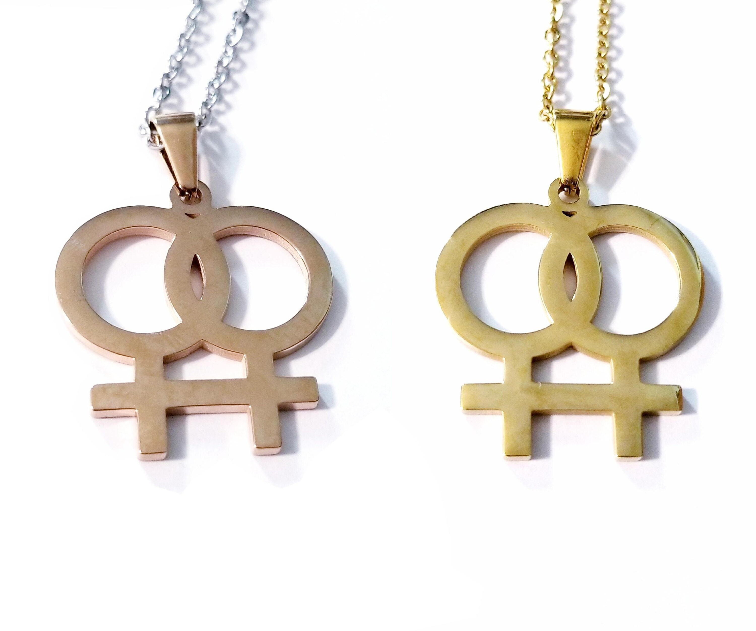 LGBT Pendant Necklace Gold Lesbian Jewelry Gay Pride Etsy