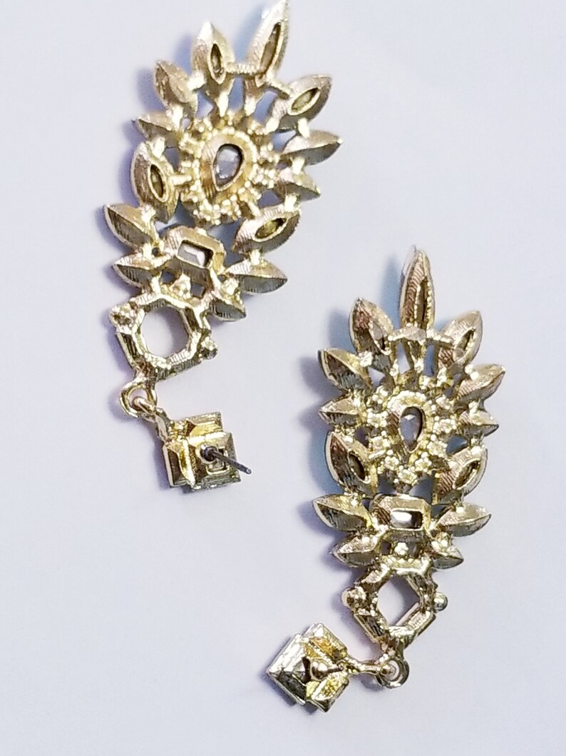 Rhinestone Drop Earrings Crystal Chandelier Earrings Purple Etsy