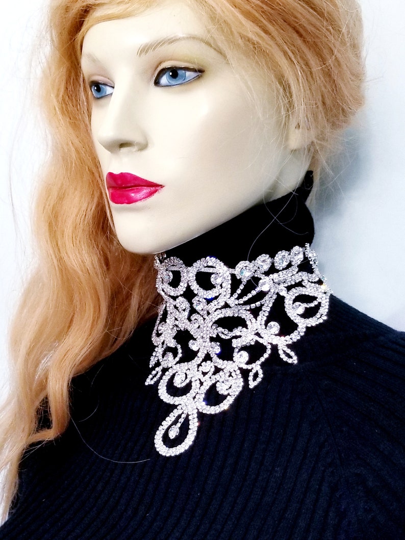Rhinestone Choker Necklace Austrian Crystal Collar Bridal Etsy
