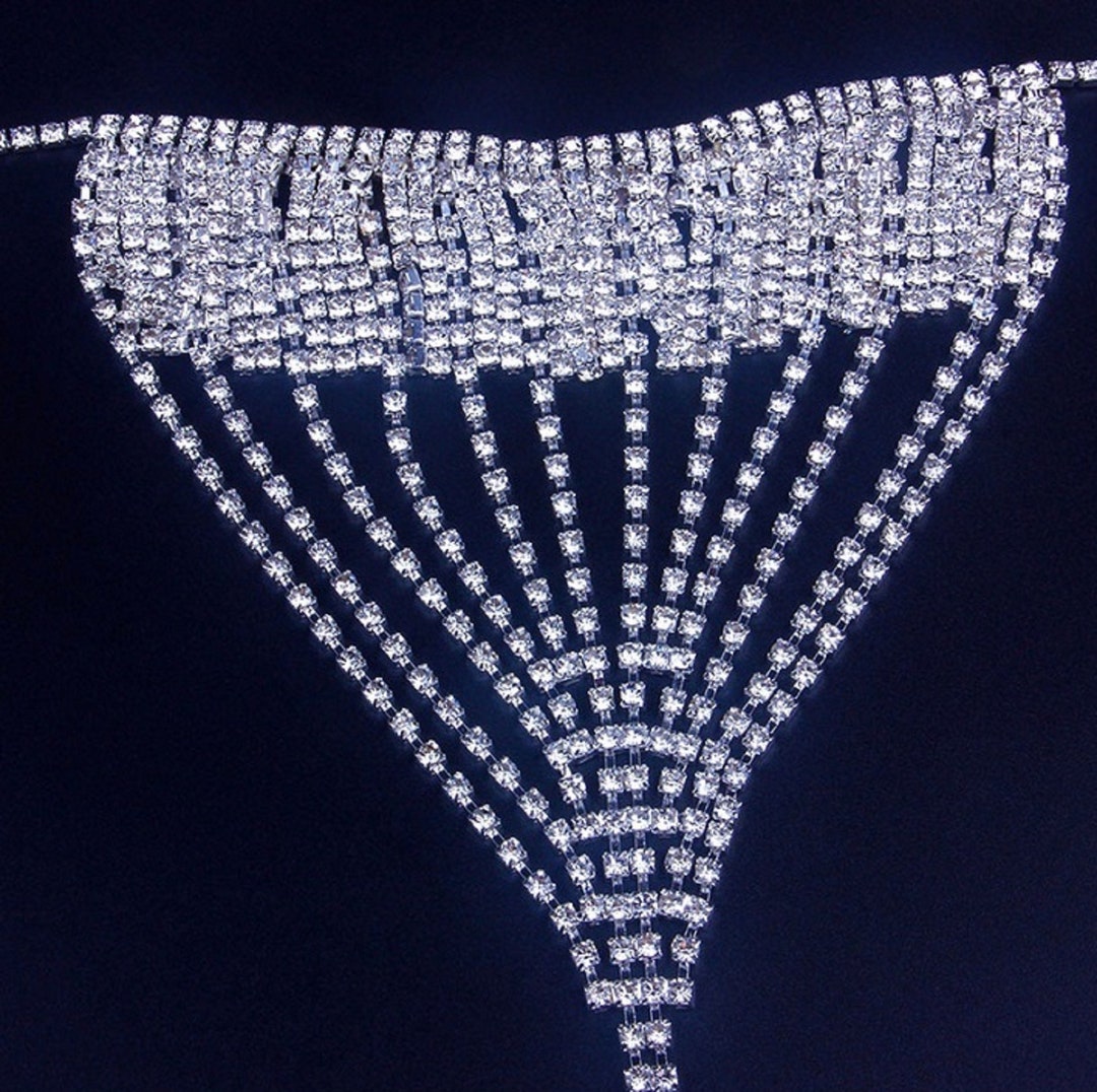 Rhinestone Body Jewelry Crystal Panty Thong - Etsy