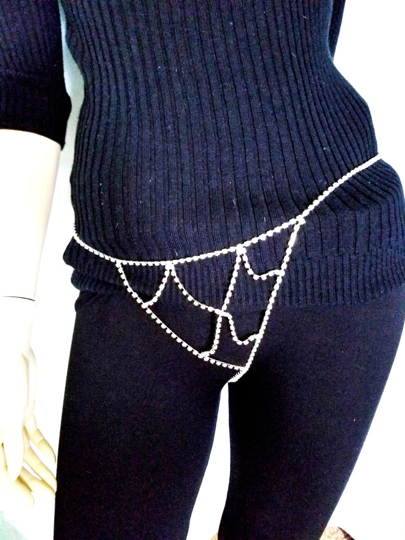 Rhinestone Body Jewelry Crystal Panty Thong Etsy
