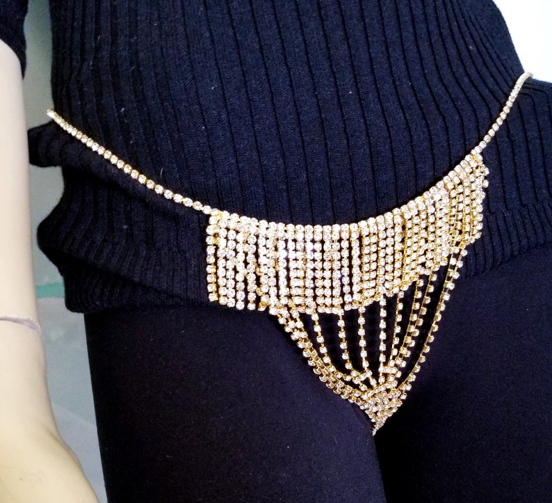 Rhinestone Body Jewelry Crystal Panty Thong Etsy