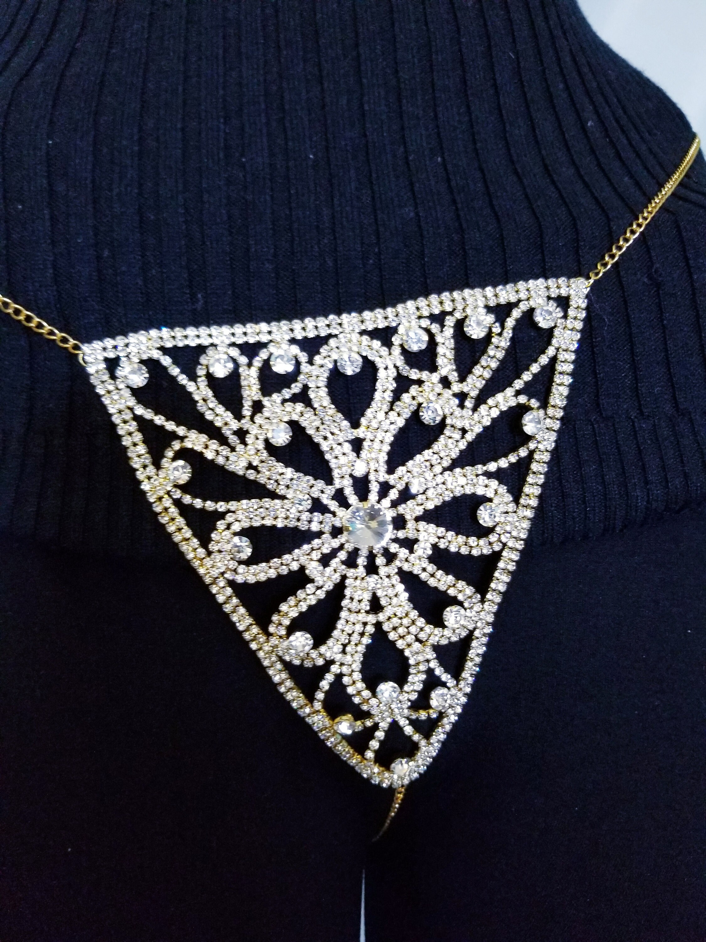 Rhinestone Body Jewelry Crystal Panty Thong Etsy