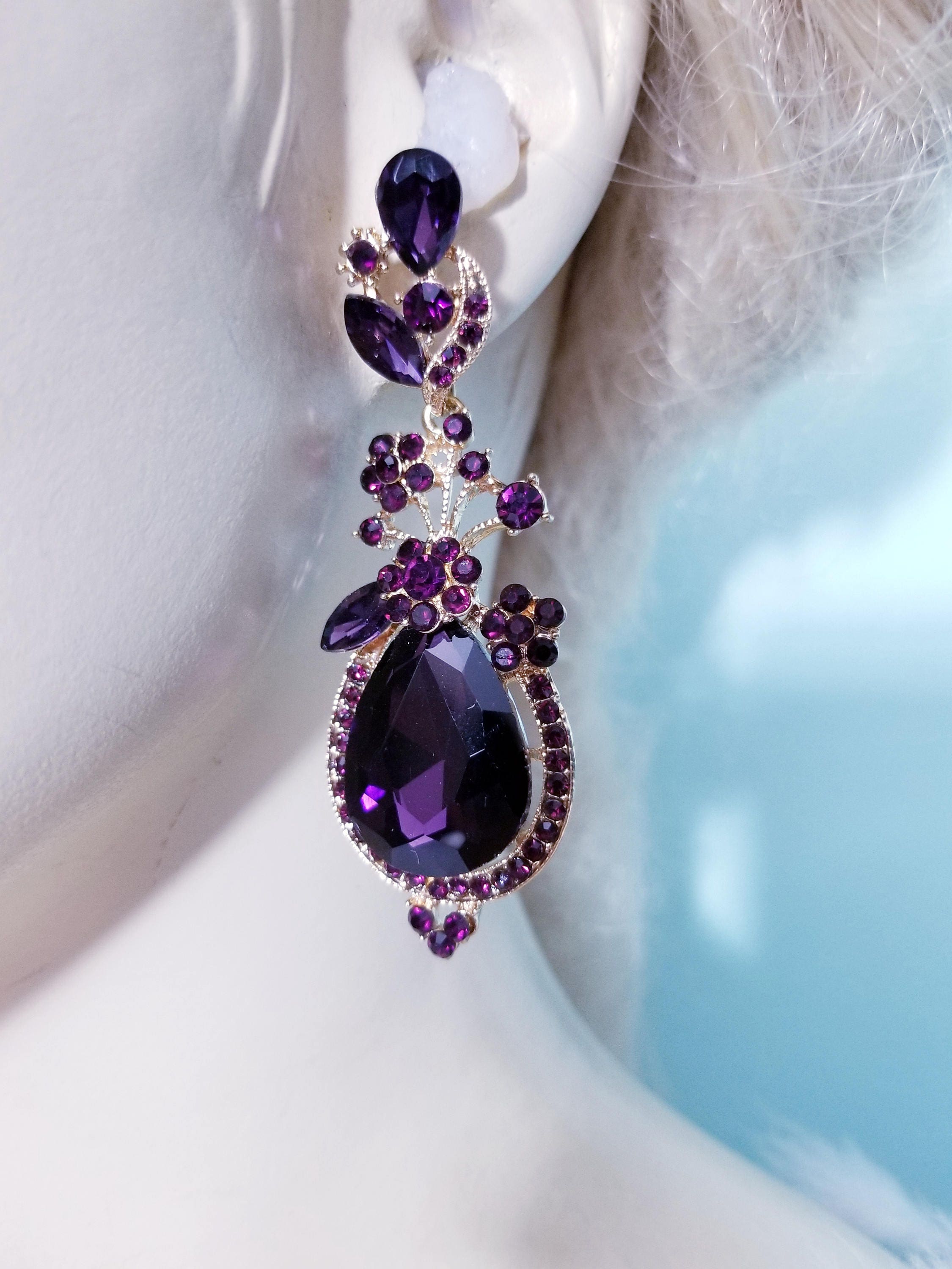 Purple pageant deals earrings