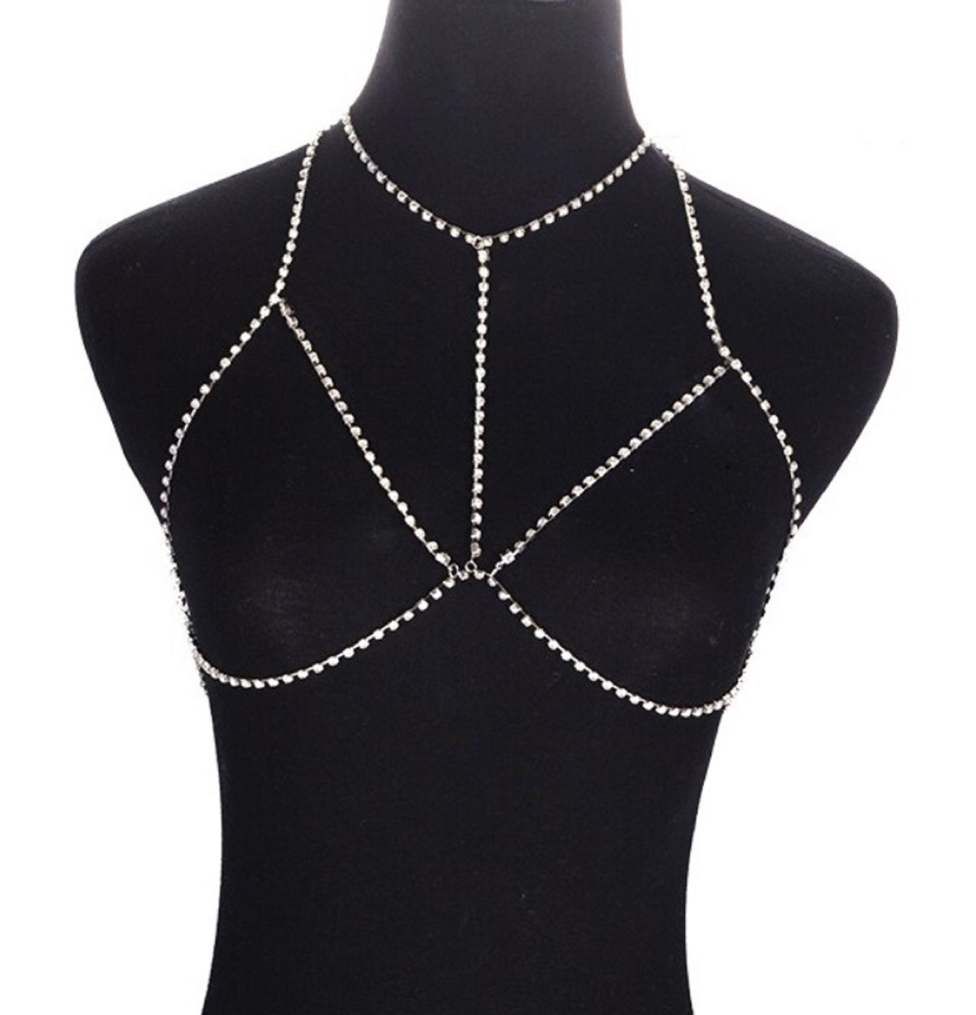 Cash special price Luxury Rhinestone Cross Body Chain Harness Necklace