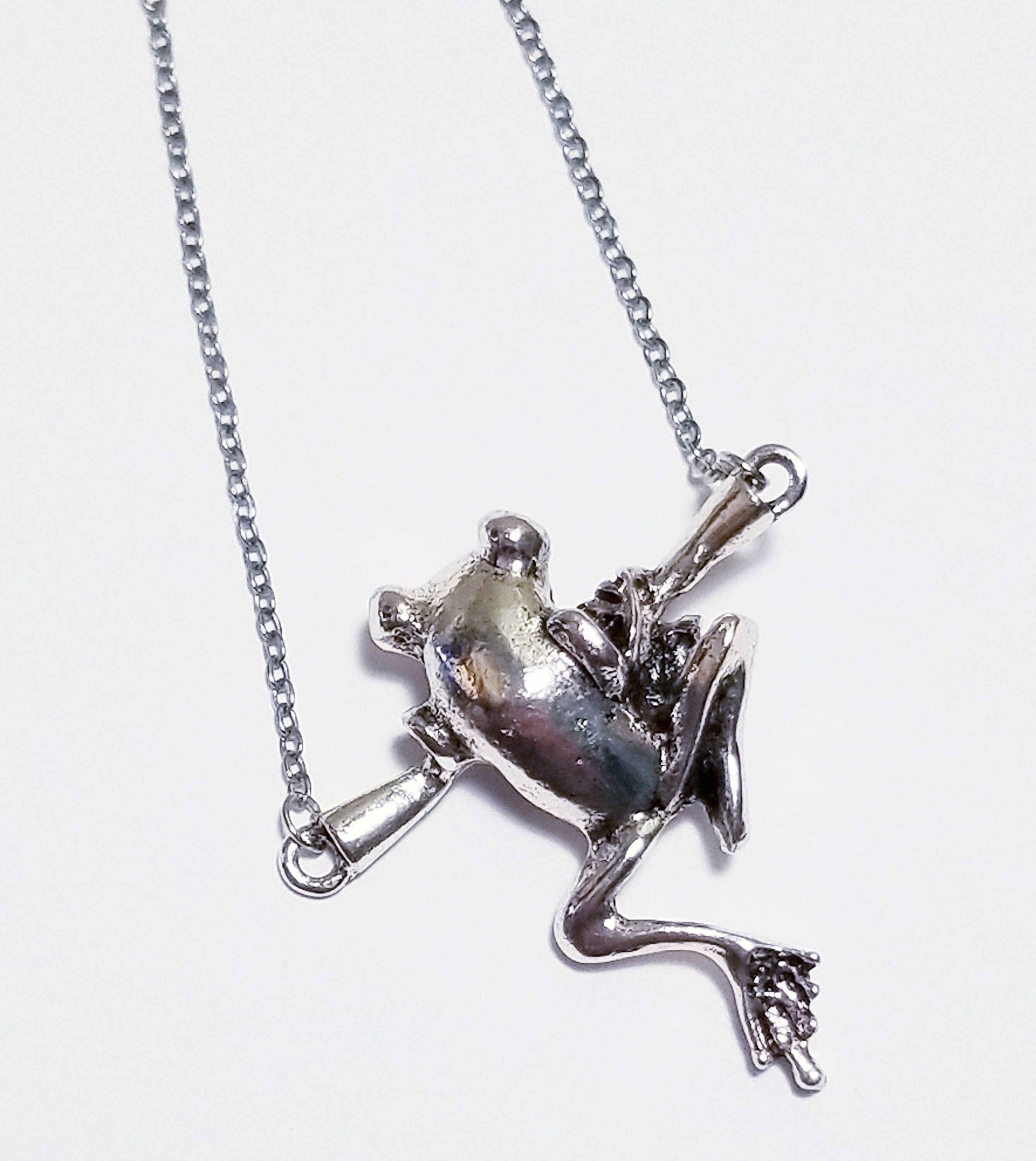Frog Pendant Necklace Silver Frog Jewelry Tree Frog Charm Etsy