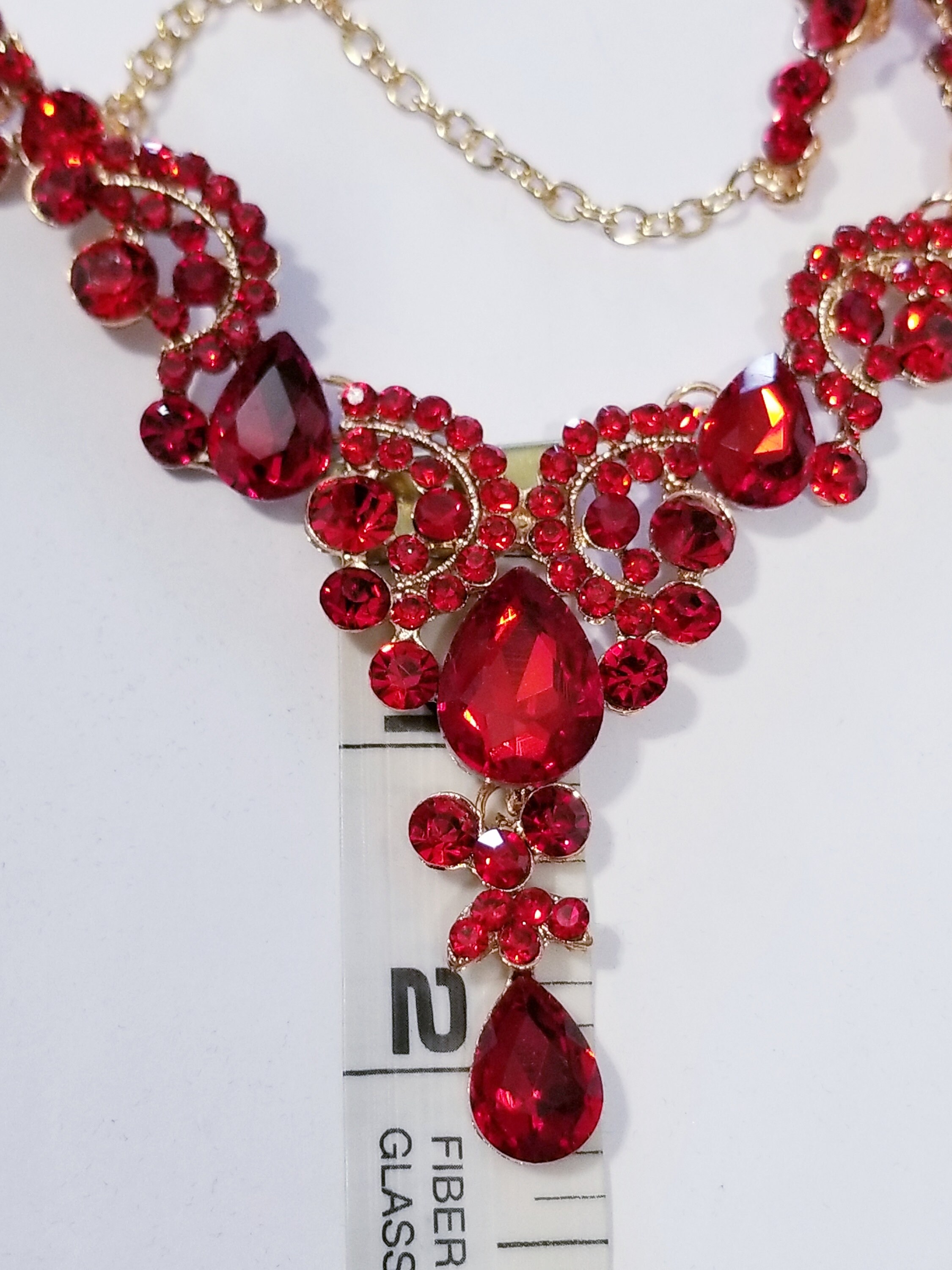 Red crystal deals statement necklace