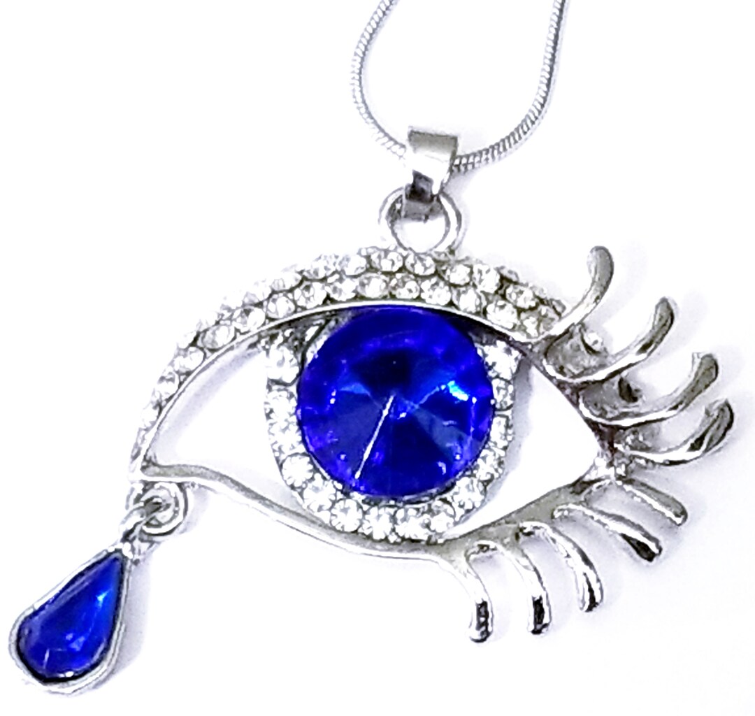 Evil Eye Necklace, Crystal Eye Pendant, Gift for Mom, Best Friend Gift