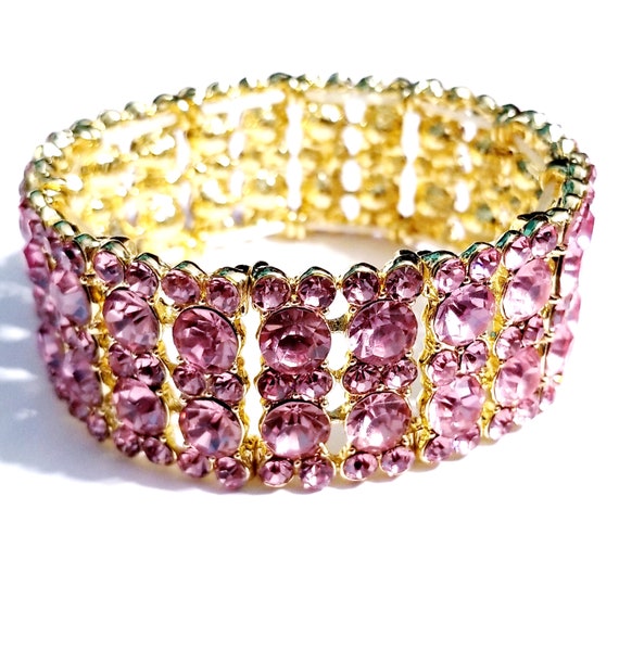 Pink rhinestone best sale bracelet