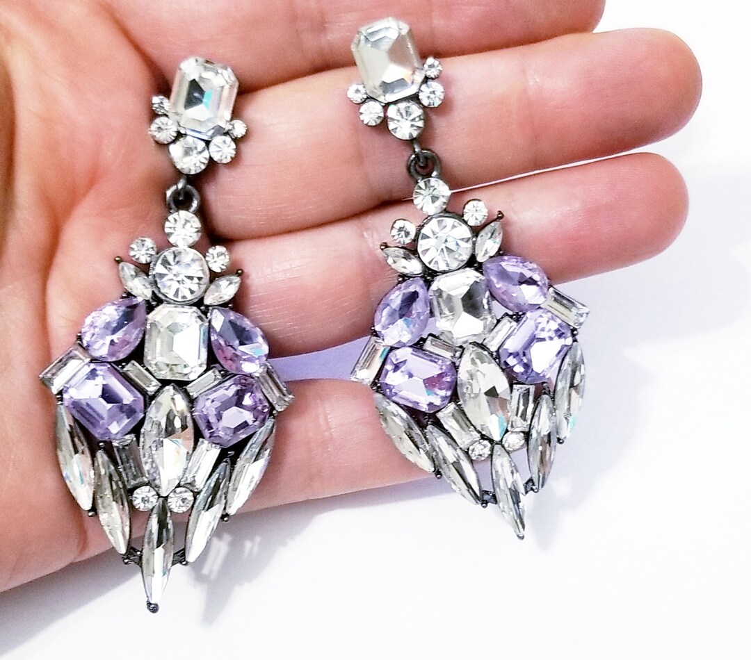 Bridesmaid Drop Earrings Rhinestone Crystal Earrings 3 in - Etsy