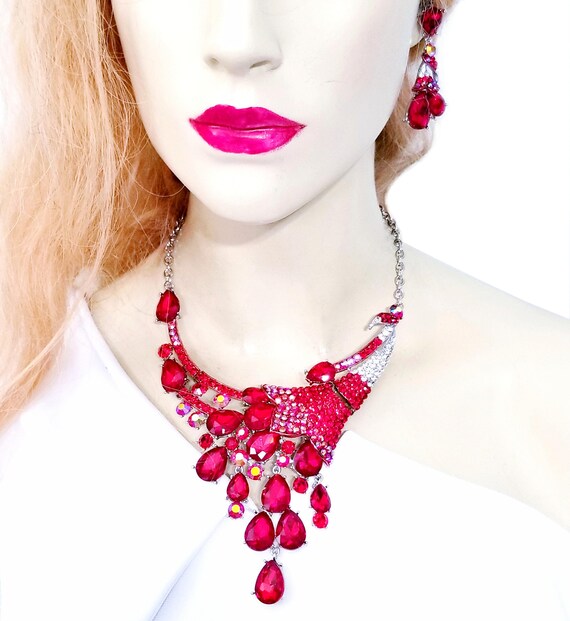 Red cheap statement necklace