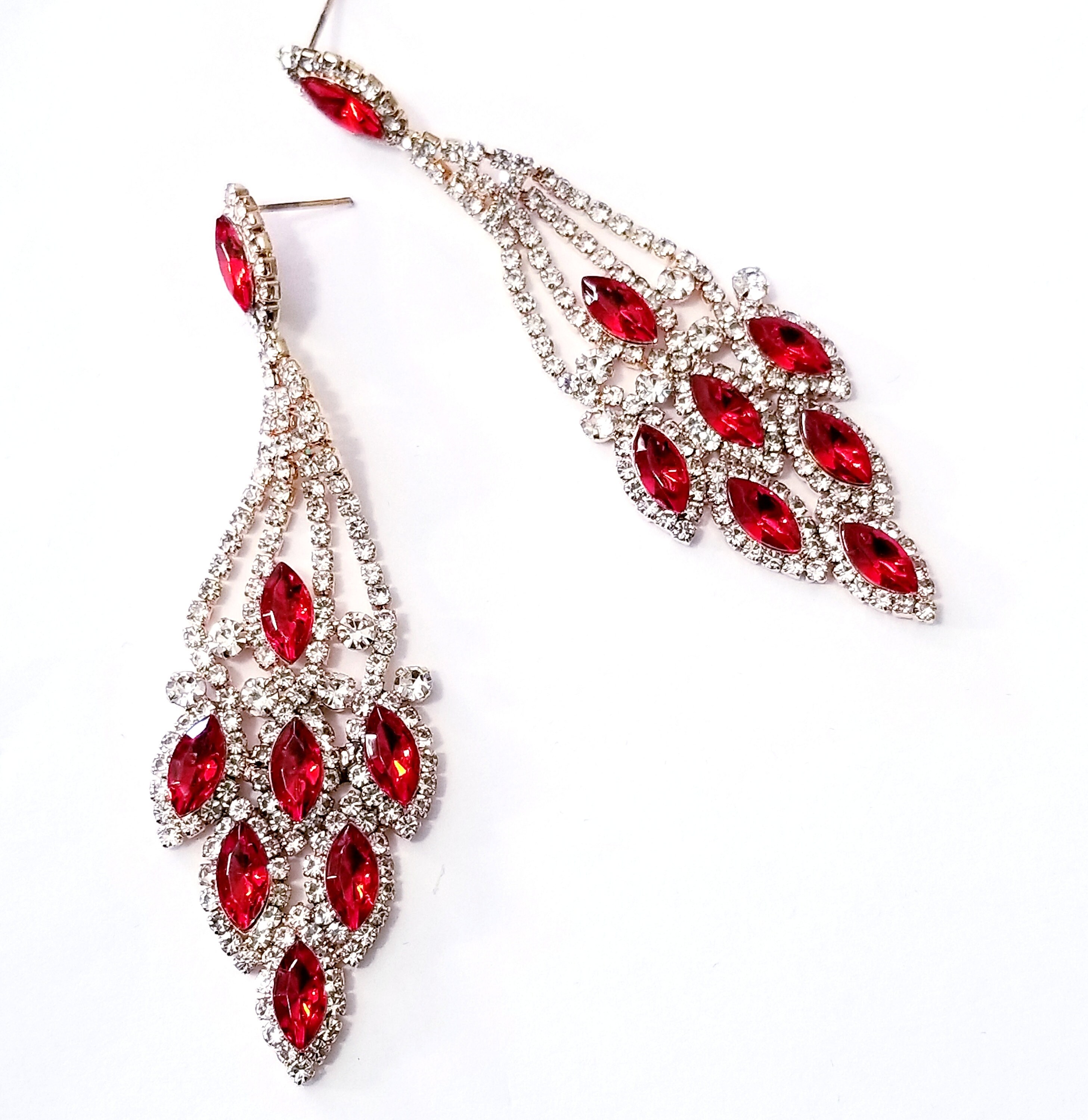 Red crystal chandelier earrings sale