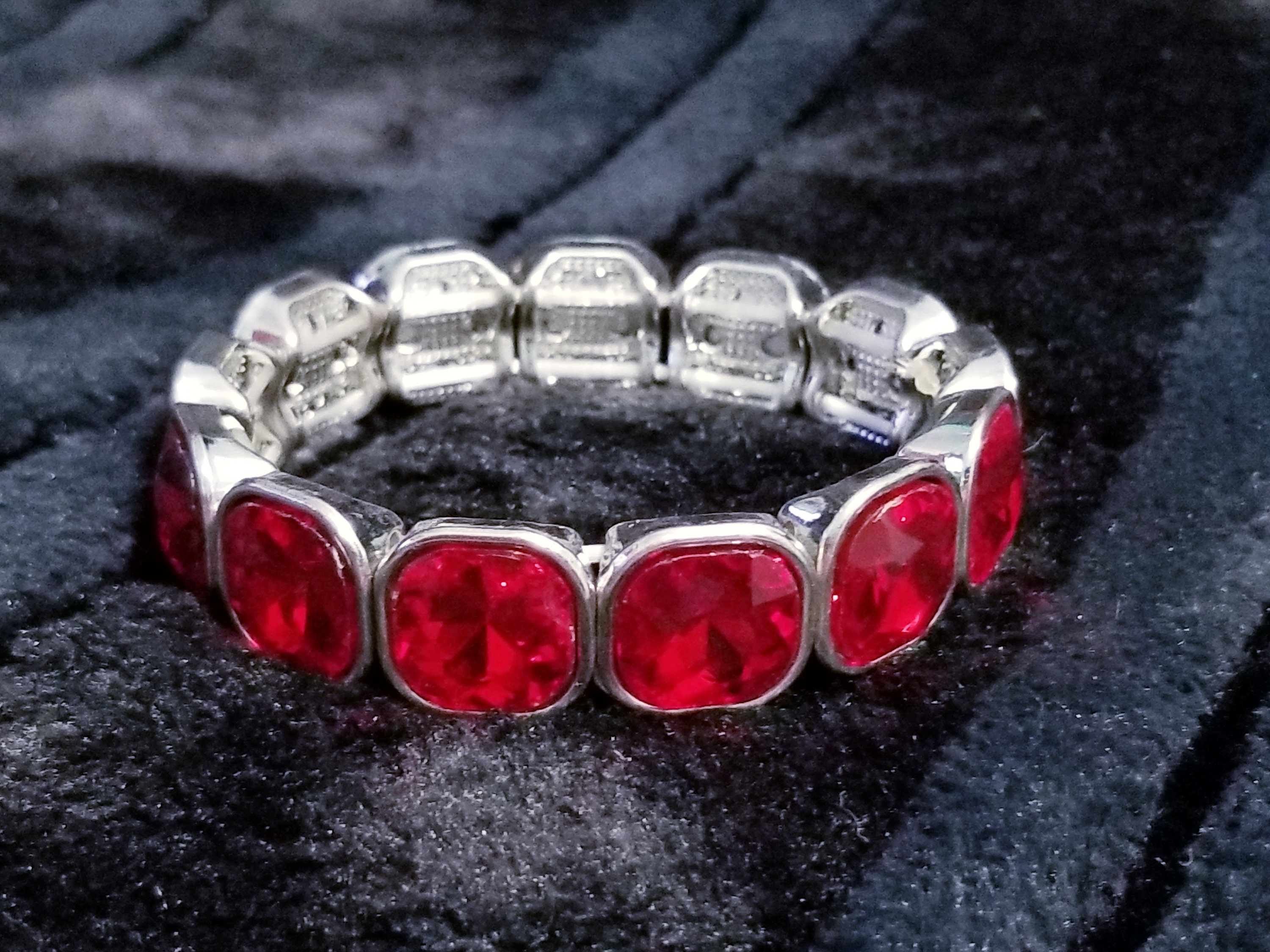 Pageant Prom Jewelry Gift for Her Red Crystal Bracelet Bridal Drag Queen Rhinestone Bracelet Stretch