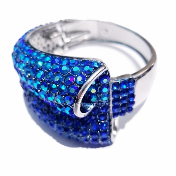 Crystal Cut Floral Red Blue Bangle main image 1