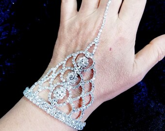 Crystal Slave Bracelet, Rhinestone Harems Bracelet, Belly Dance Jewelry, Gift for Her