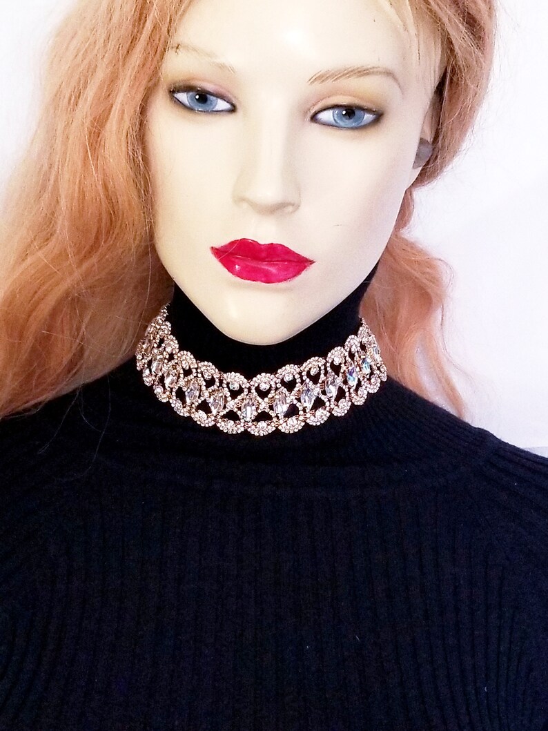 Necklace Choker Collar Austrian Crystal Rhinestone Etsy