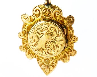 Solid Gold Antique Locket Necklace Golden Wedding Anniversary Gift