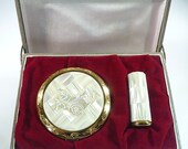 Unused Compact Lipstick Holder Set Mother Of Pearl