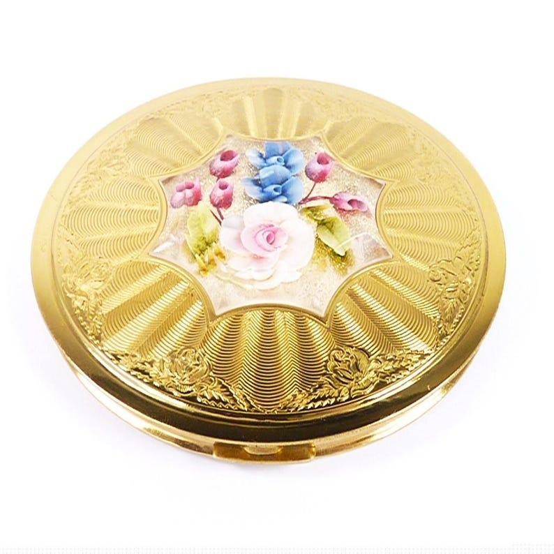 Large Vintage Melissa Powder Compact Lucite Floral Decor - Etsy