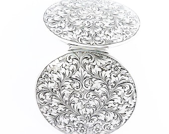 25th Anniversary Wife Valentine Gift Hallmarked Silver Compact Mirror