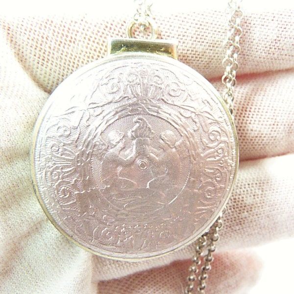 Rare Guilloche Pendant Compact Votive Offering