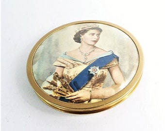 Stunning Vintage Queen Elizabeth II Coronation Compact 1953 Something Blue Gift