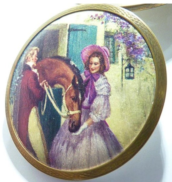 Rare Powder Compacts Stratton Compact Mirror Silk… - image 1