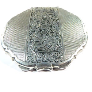 Antique Silver Handbag Mirror 1940s Hallmarked Silver Compact Mirror