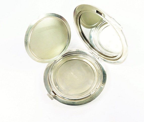 Vintage Solid Silver Compact Mirror Guilloche Ena… - image 3