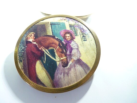 Rare Powder Compacts Stratton Compact Mirror Silk… - image 2