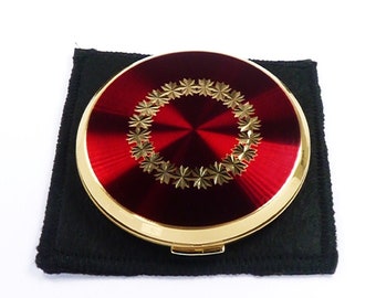 Daughter Gift Red And Gold Unused Stratton Compact Mirror 1970s