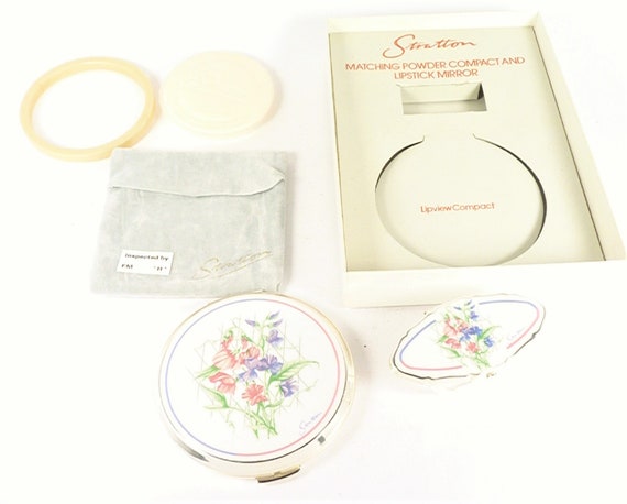 Vintage Stratton Silver Plated Compact And Lipsti… - image 3