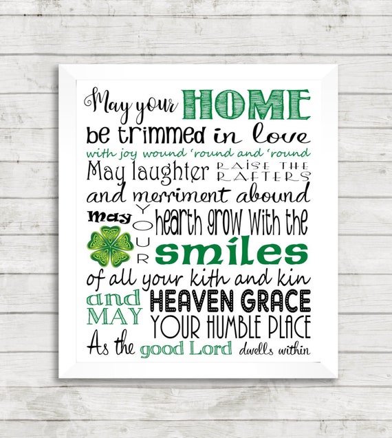 Irish House Blessing Poem Print Art By Kaybee Studios On Etsy Etsy