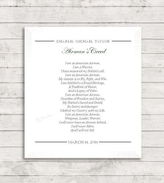 Air Force Airmans Creed Military Armed Forces Art Print By Kaybee Studios On Etsy