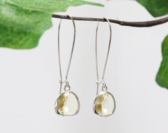 Yellow Citrine Quartz Glass Earrings - Silver Dangle Earrings - Drop Earrings - Birthstone Earrings - Citrine Earrings - Citrine Jewellery