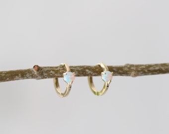 Opal Hoop Earrings  - Fire Opal Earrings - Gold Opal Earrings - Gold Earrings - Gold Hoop Earrings - Hoop Earrings - Opal Hoops - Gold Hoops