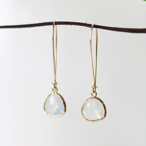 Opal Earrings - Gold Dangle Earrings - Stone Earrings - Drop Earrings - Birthstone Earrings - Opalite Earrings - Gold Earrings
