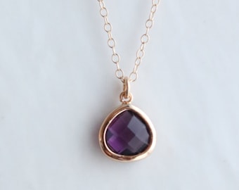 Amethyst Quartz Necklace - Amethyst Necklace - Gold Necklace - Stone Necklace - Birthstone Necklace - Pendant Necklace - Stone Necklace
