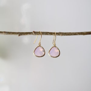 Violet Opal Glass Earrings Gold Dangle Earrings Stone Earrings Drop Earrings Birthstone Earrings Opal Earrings Opal Jewellery image 5