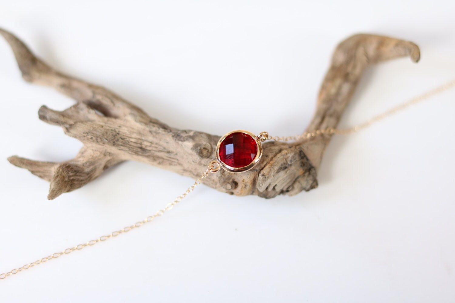 Garnet Bracelet - Charm Bracelet - Gemstone Bracelet - Gold