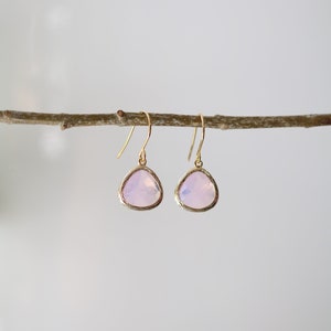 Violet Opal Glass Earrings Gold Dangle Earrings Stone Earrings Drop Earrings Birthstone Earrings Opal Earrings Opal Jewellery image 4