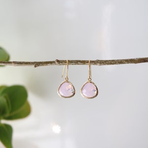 Violet Opal Glass Earrings Gold Dangle Earrings Stone Earrings Drop Earrings Birthstone Earrings Opal Earrings Opal Jewellery image 3