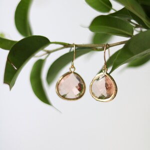 Peach Topaz Glass Earrings - Dangle Earrings - Stone Earrings - Drop Earrings - Birthstone Earrings - Topaz Jewelry - Topaz Earring