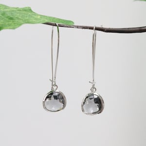 Grey Spinel Glass Earrings Silver Dangle Earrings Stone Earrings Drop Earrings Birthstone Earrings Grey Gemstone Silver Earrings image 2