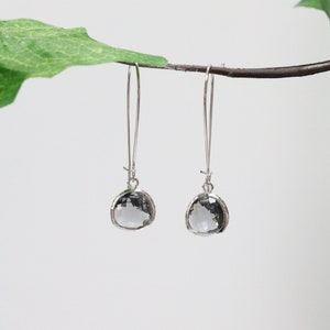 Grey Spinel Glass Earrings Silver Dangle Earrings Stone Earrings Drop Earrings Birthstone Earrings Grey Gemstone Silver Earrings image 3