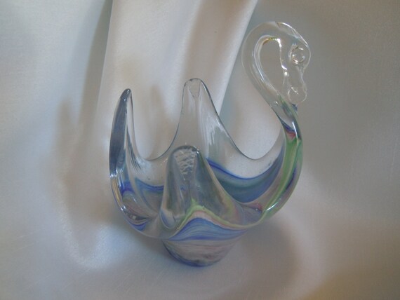 Vintage Small Murano Glass Swan Vase Blue Green And Pink - Murano Glass Swan Vintage Small Murano Glass Swan Vase Blue Green And Pink - Murano Glass Swan